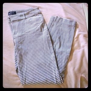 Blue Checkered Mid-rise Pixie Pants